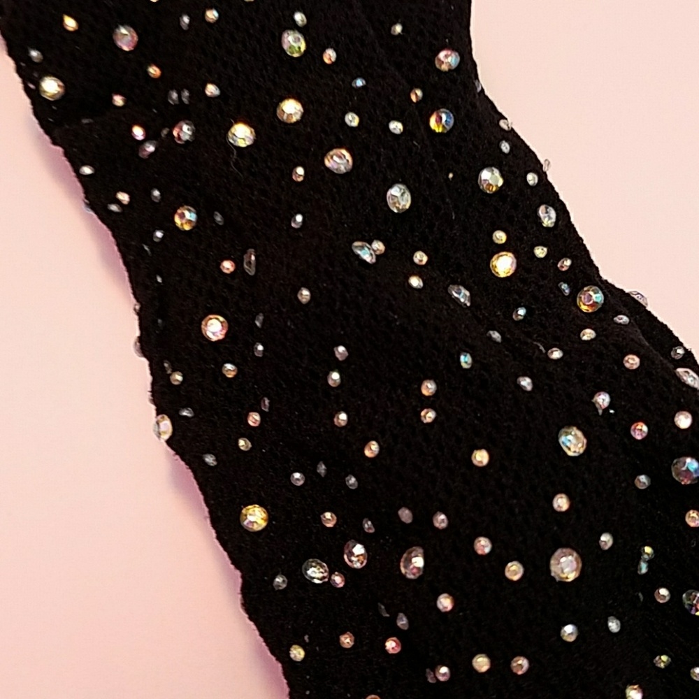 Rhinestone Fishnet Pantyhose Black 264
